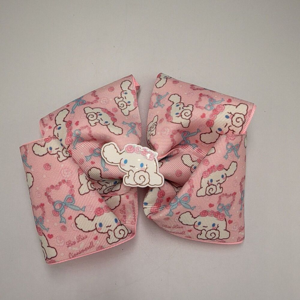 Cinnamoroll Pink Hair Bow Sanrio Inspired Kawaii 5.75” Alligator Clip Handmade